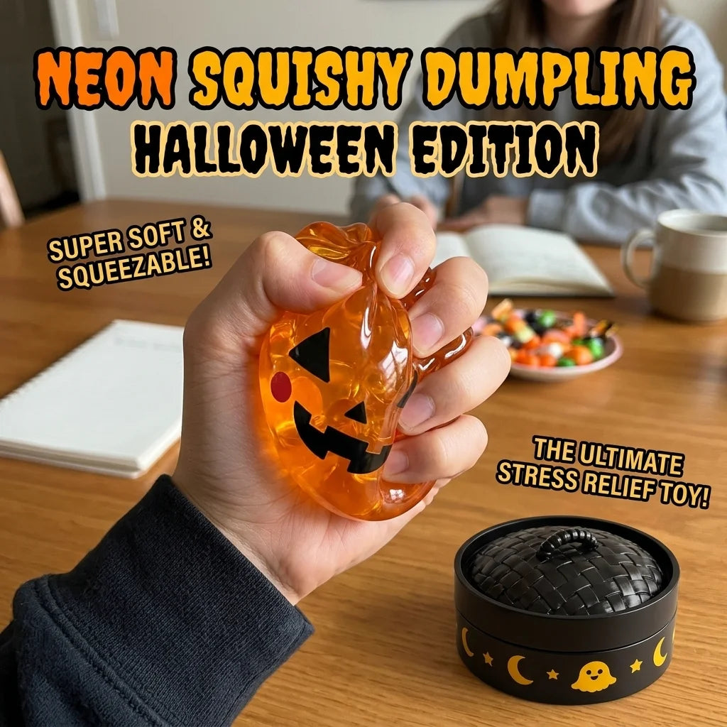 Pumpkin Dumpling Squishy with Black Steamer Basket