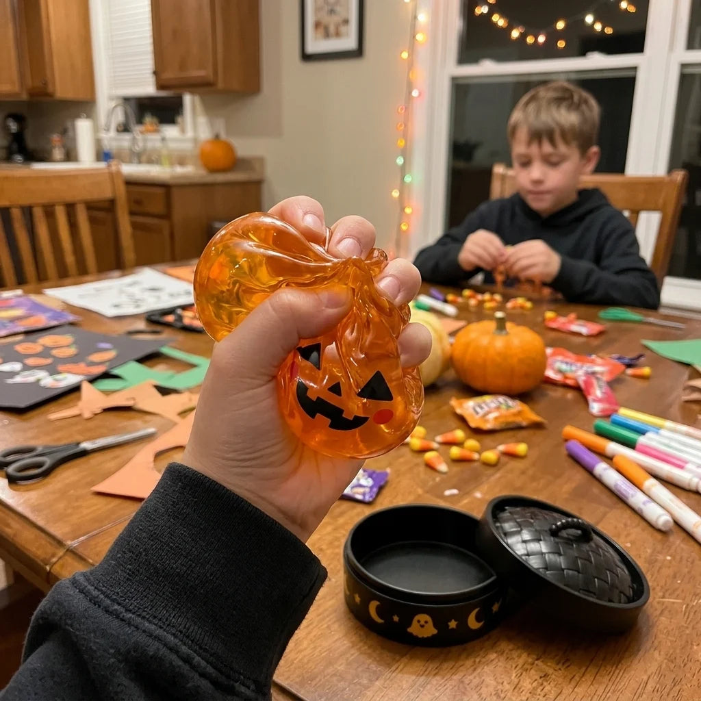 Pumpkin Dumpling Squishy with Black Steamer Basket